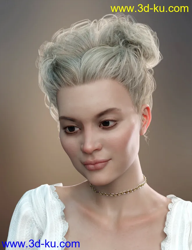 Truli Updo Hair for Genesis 8, 8.1, and Genesis 3 Female模型的图片1