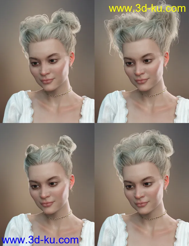Truli Updo Hair for Genesis 8, 8.1, and Genesis 3 Female模型的图片3