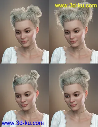 3D打印模型Truli Updo Hair for Genesis 8, 8.1, and Genesis 3 Female的图片