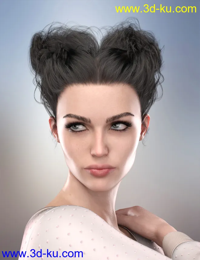 Truli Updo Hair for Genesis 8, 8.1, and Genesis 3 Female模型的图片5