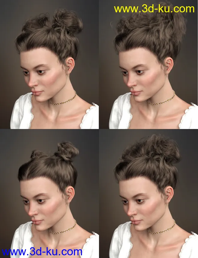 Truli Updo Hair for Genesis 8, 8.1, and Genesis 3 Female模型的图片7