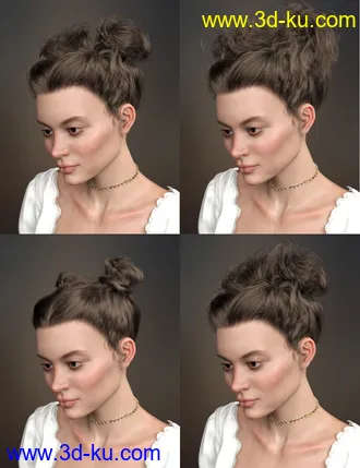 3D打印模型Truli Updo Hair for Genesis 8, 8.1, and Genesis 3 Female的图片
