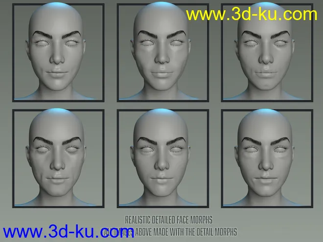 Twizted Detailed Face Morphs for Genesis 8 and 8.1 Female模型的图片7