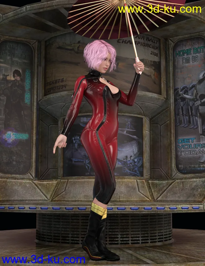 Umbrella Poses For Genesis 8 Female模型的图片1