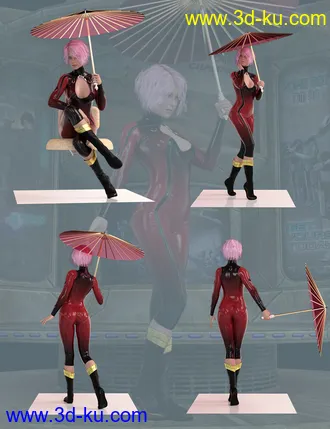 3D打印模型Umbrella Poses For Genesis 8 Female的图片