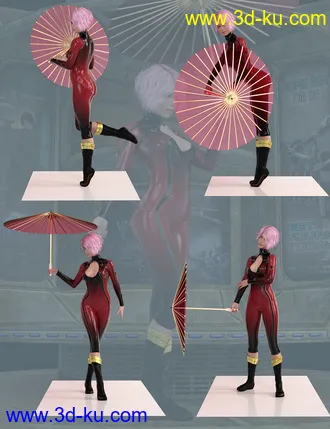 3D打印模型Umbrella Poses For Genesis 8 Female的图片