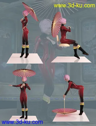 3D打印模型Umbrella Poses For Genesis 8 Female的图片