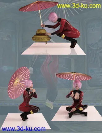 3D打印模型Umbrella Poses For Genesis 8 Female的图片
