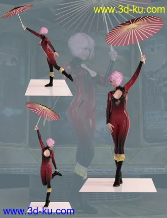 3D打印模型Umbrella Poses For Genesis 8 Female的图片