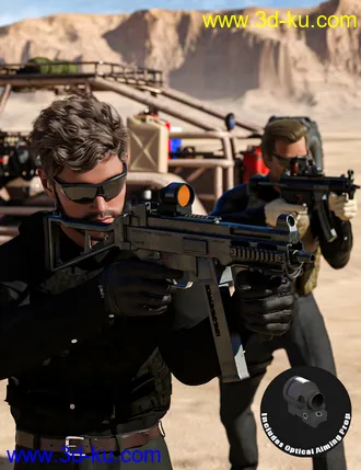 3D打印模型Urban Tactical SMG Poses for Genesis 3 and 8的图片