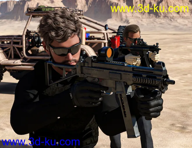Urban Tactical SMG Poses for Genesis 3 and 8模型的图片4
