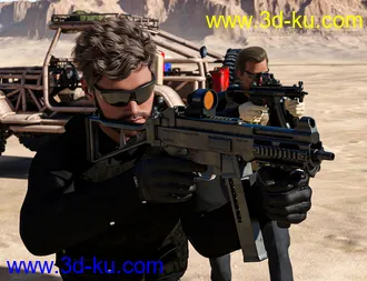 3D打印模型Urban Tactical SMG Poses for Genesis 3 and 8的图片