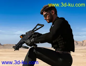 3D打印模型Urban Tactical SMG Poses for Genesis 3 and 8的图片
