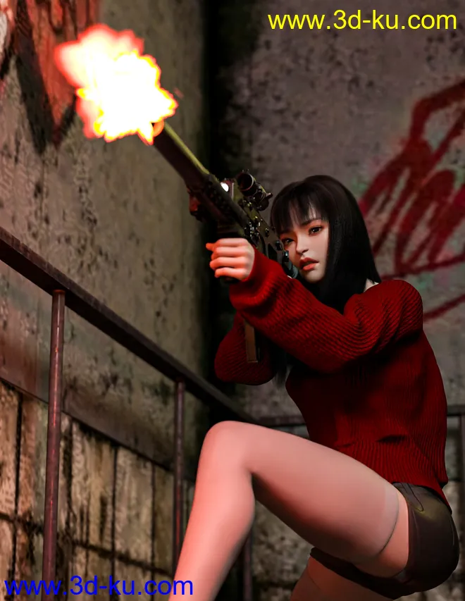 Urban Tactical SMG Poses for Genesis 3 and 8模型的图片10