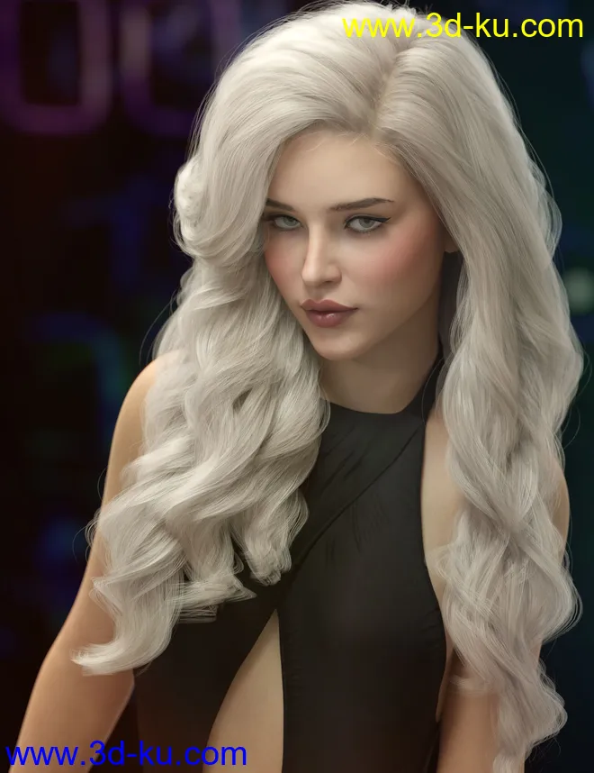 Ursula Hair for Genesis 3, 8, and 8.1 Females模型的图片1