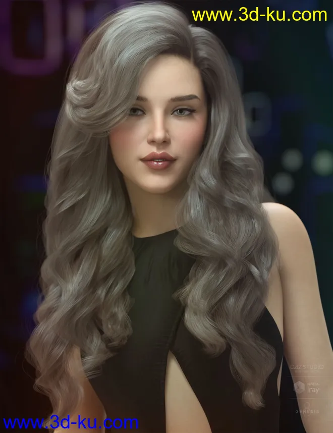 Ursula Hair for Genesis 3, 8, and 8.1 Females模型的图片2