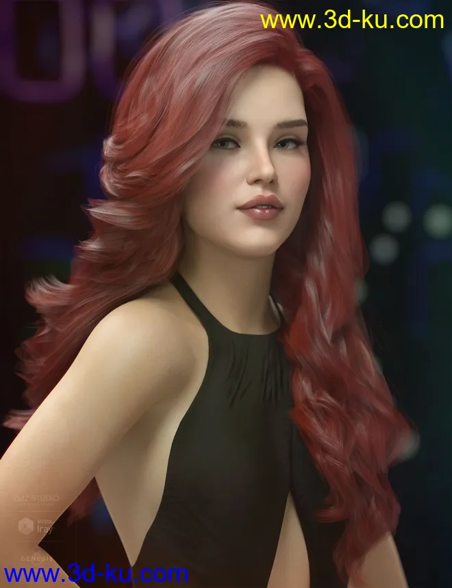 Ursula Hair for Genesis 3, 8, and 8.1 Females模型的图片3