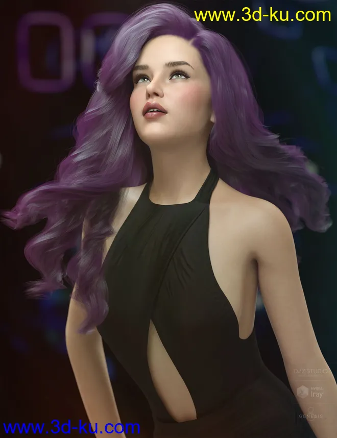 Ursula Hair for Genesis 3, 8, and 8.1 Females模型的图片4