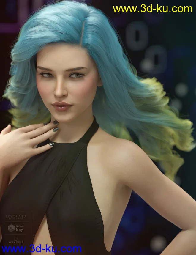 Ursula Hair for Genesis 3, 8, and 8.1 Females模型的图片5