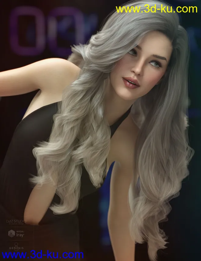 Ursula Hair for Genesis 3, 8, and 8.1 Females模型的图片7