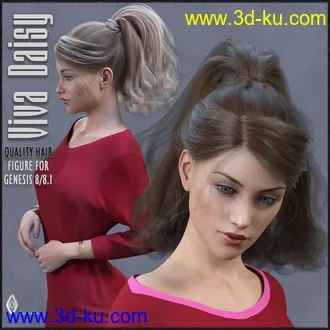 3D打印模型Viva Daisy Hair for Genesis 8 and 8.1的图片