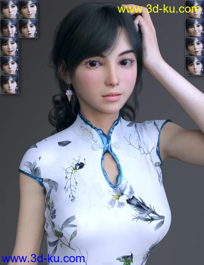 Vo Xiao Hua HD and Hair for Genesis 8.1 Female模型的图片10