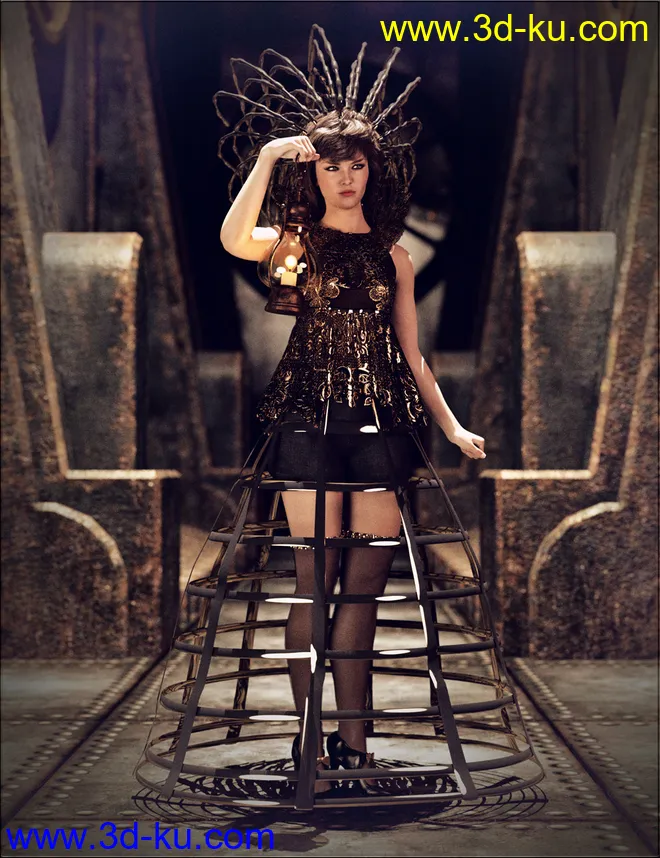 VYK dForce High Collar Peplum模型的图片5