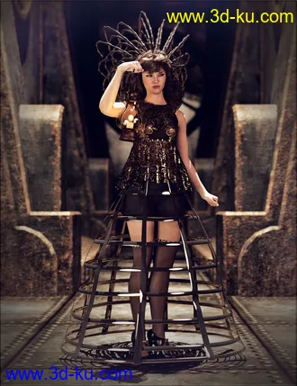 3D打印模型VYK dForce High Collar Peplum的图片