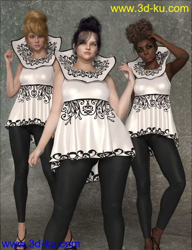 VYK dForce High Collar Peplum模型的图片13