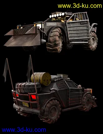 3D打印模型Wasteland Post Apocalyptic Car的图片