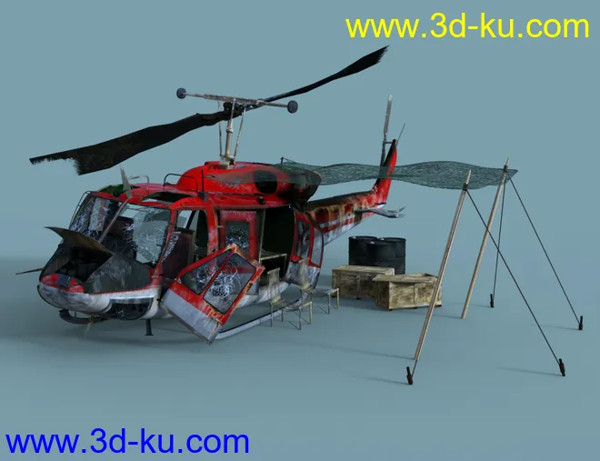 Wreckage 1 Helicopter and Props模型的图片5