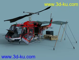 3D打印模型Wreckage 1 Helicopter and Props的图片