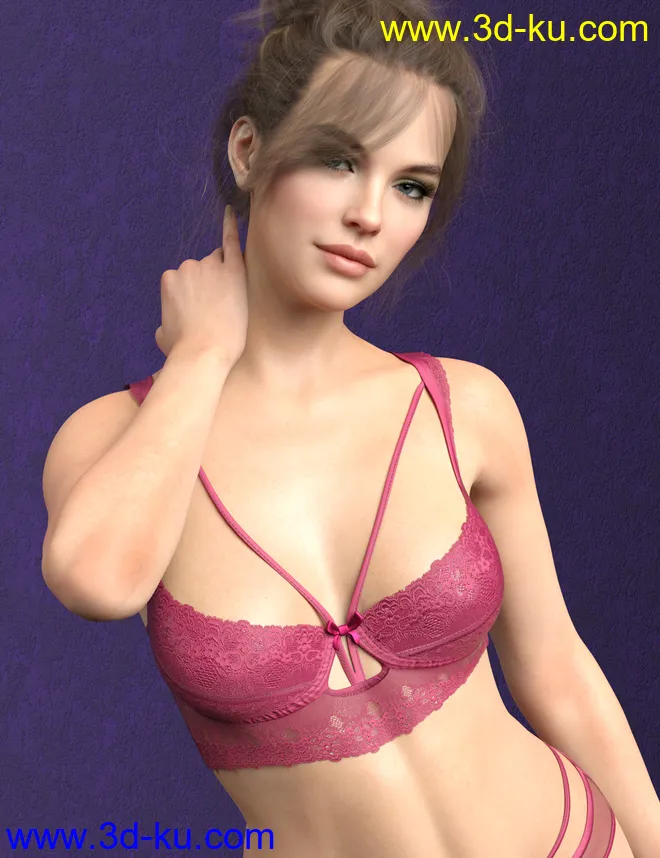 X-Fashion Dainty Lace Lingerie Set for Genesis 8 and 8.1 Females模型的图片2
