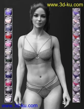 3D打印模型X-Fashion Dainty Lace Lingerie Set for Genesis 8 and 8.1 Females的图片