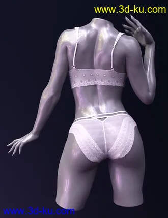 3D打印模型X-Fashion Dainty Lace Lingerie Set for Genesis 8 and 8.1 Females的图片