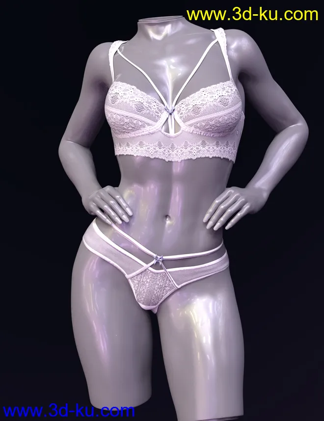 X-Fashion Dainty Lace Lingerie Set for Genesis 8 and 8.1 Females模型的图片6