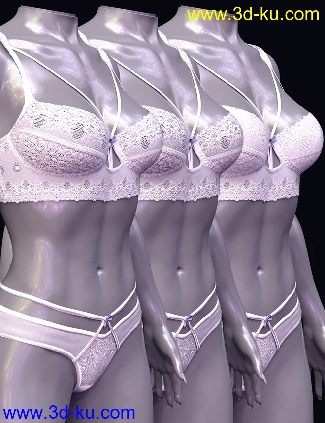 X-Fashion Dainty Lace Lingerie Set for Genesis 8 and 8.1 Females模型的图片7