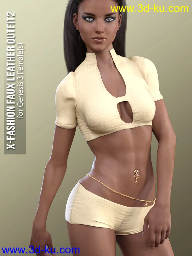 X-Fashion Faux Leather Outfit2 for Genesis 3 Females模型的图片1