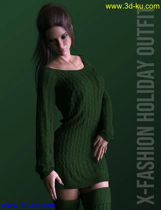 X-Fashion Holiday Outfit for Genesis 8 Females模型的图片1