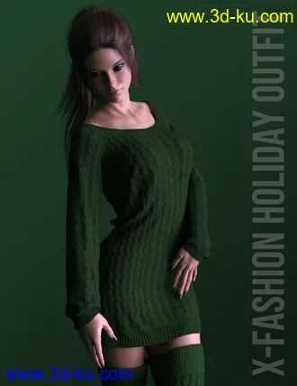 3D打印模型X-Fashion Holiday Outfit for Genesis 8 Females的图片