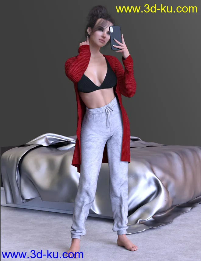 X-Fashion Lazy Outfit for Genesis 8 and 8.1 Females模型的图片2