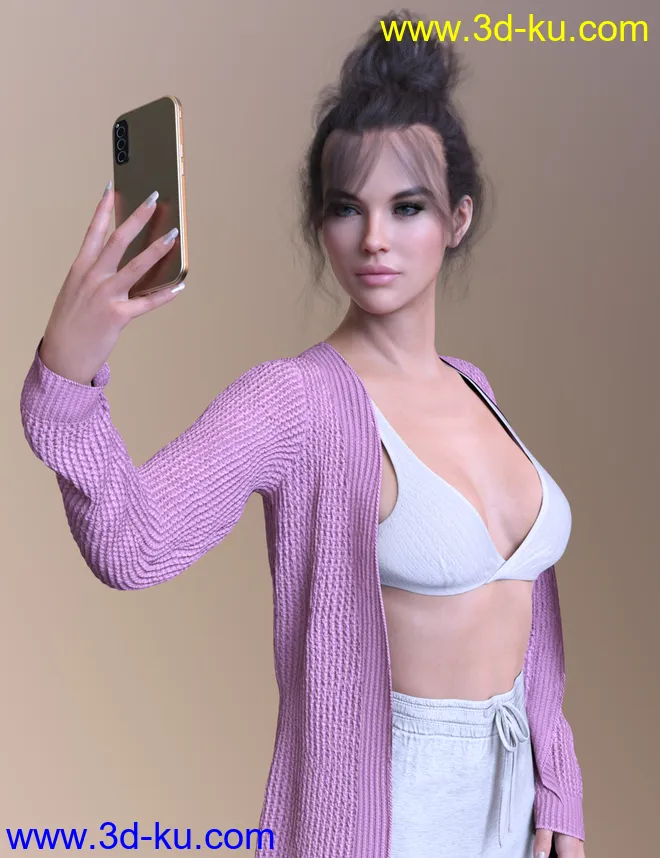 X-Fashion Lazy Outfit for Genesis 8 and 8.1 Females模型的图片4