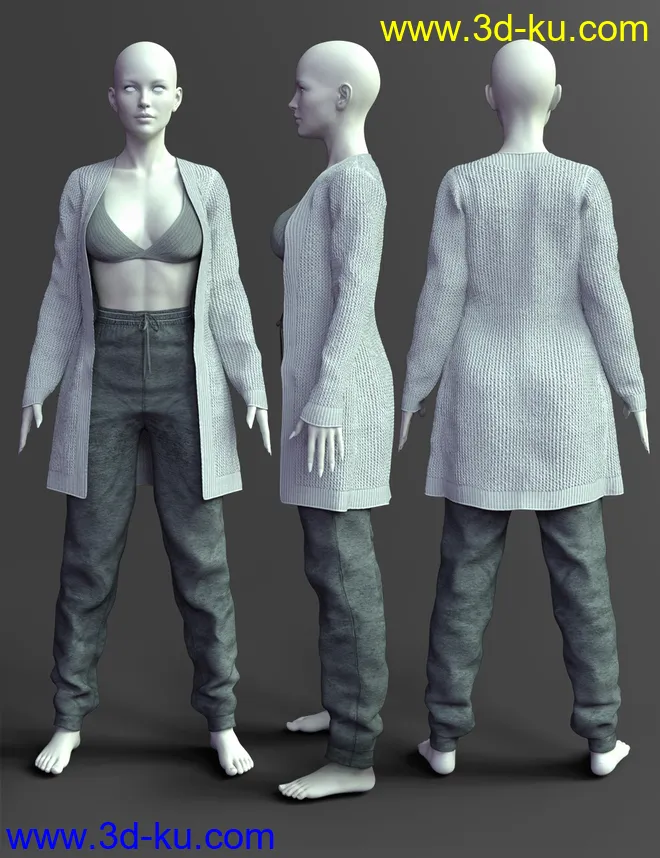 X-Fashion Lazy Outfit for Genesis 8 and 8.1 Females模型的图片5
