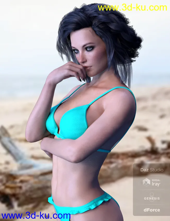 X-Fashion Ruffle Bikini for Genesis 8 Female(s)模型的图片2