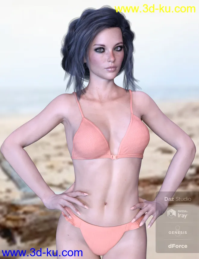 X-Fashion Ruffle Bikini for Genesis 8 Female(s)模型的图片3