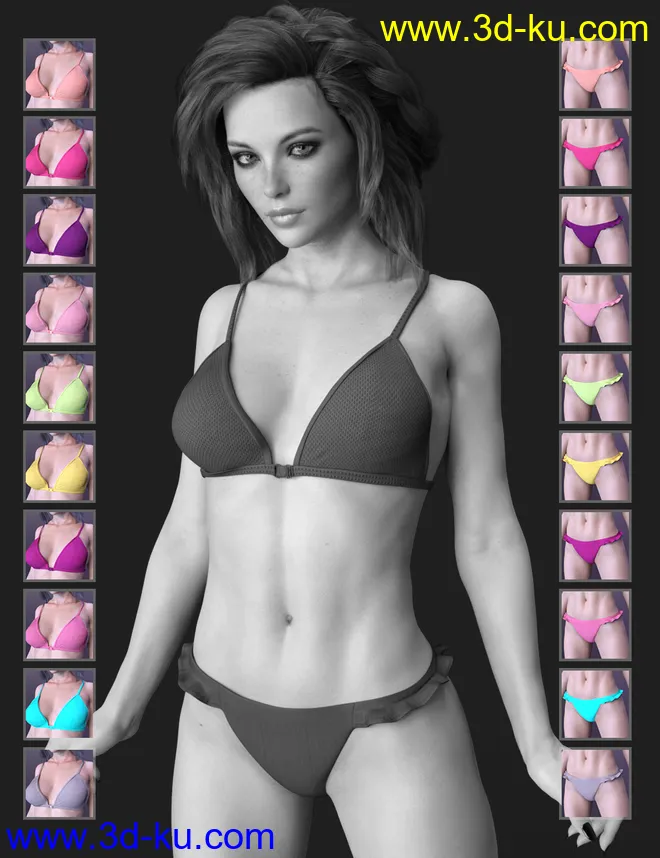 X-Fashion Ruffle Bikini for Genesis 8 Female(s)模型的图片4