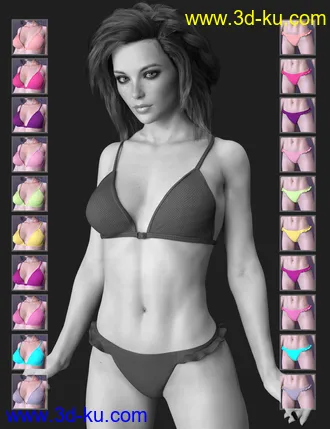 3D打印模型X-Fashion Ruffle Bikini for Genesis 8 Female(s)的图片