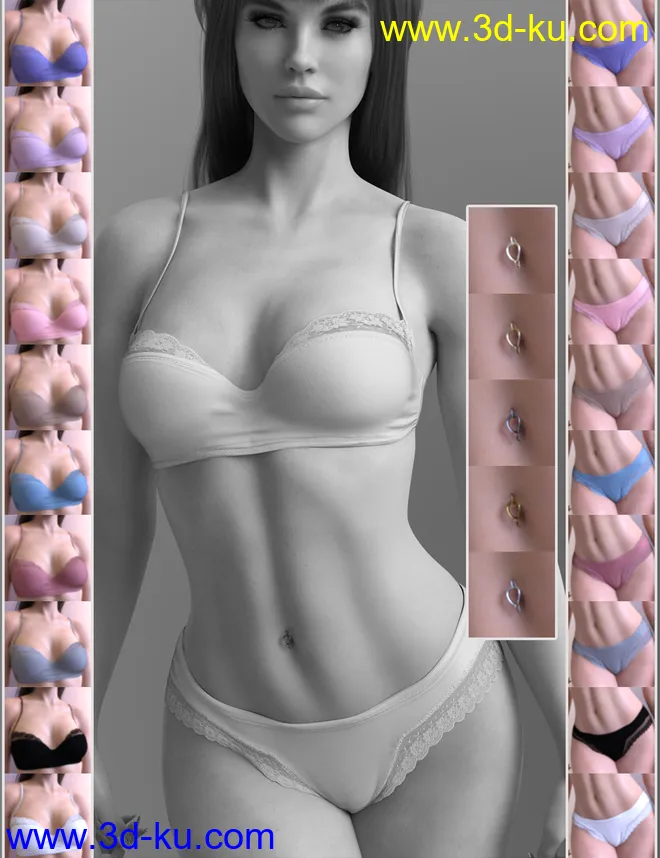 X-Fashion Spicy Lingerie Set for Genesis 8 and 8.1 Females模型的图片5