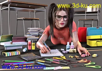 3D打印模型Z Back to School Props and Poses for Genesis 8 and 8.1的图片