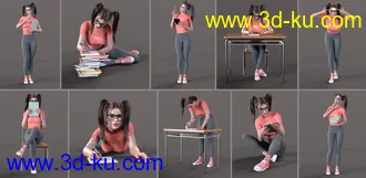3D打印模型Z Back to School Props and Poses for Genesis 8 and 8.1的图片